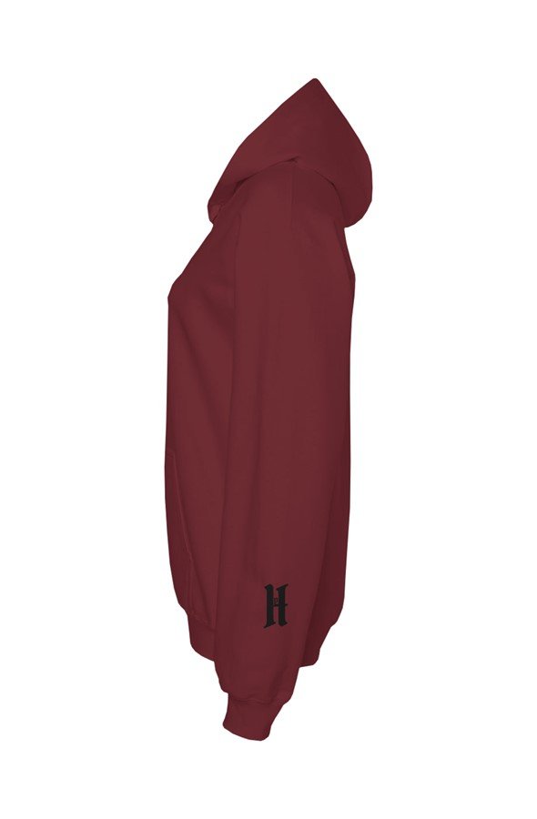 Sudadera Prime Hell Crimson Dominion — burdeos, vista de la manga
